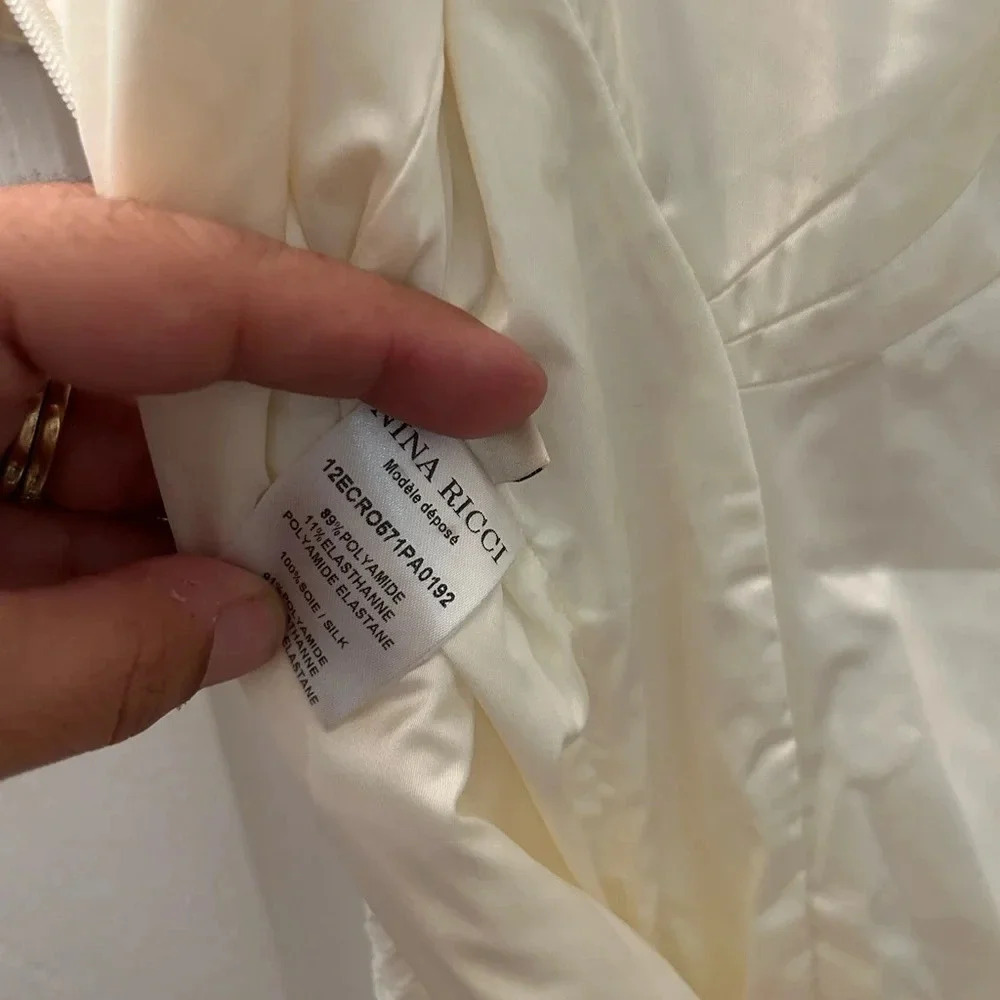 NINA RICCI women's textured ivory mini dress with capped sleeve  38 / US 4 - Picture 6 of 6